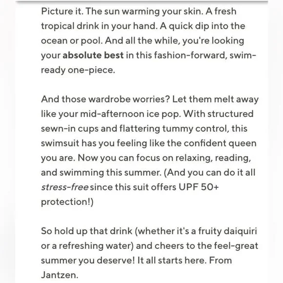 New Jantzen Teal Palm Slimming Swimsuit - Picture 12 of 14